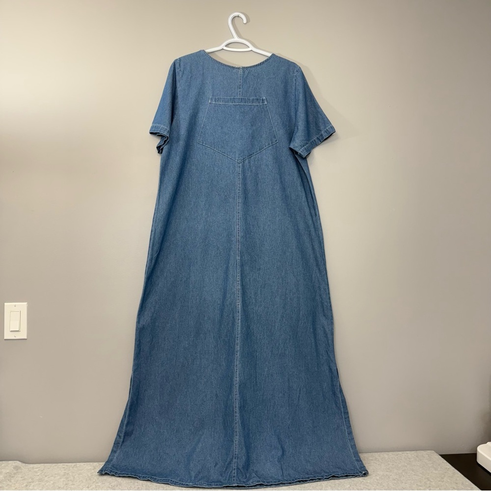 Vintage  CACTUS CALIFORNIA Cottagecore Embroidered Peasant Denim Dress size M - Picture 7 of 15